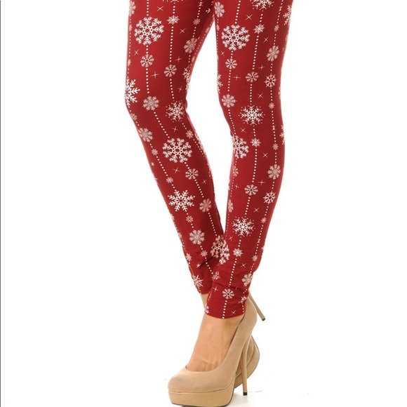 red snowflake leggings